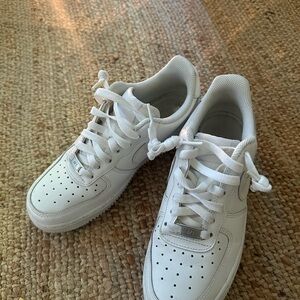 size 7 YOUTH air force ones, fit a women’s 8. barley worn